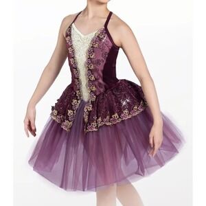 Weissman Renaissance Faire Burgundy Sequin Velvet Sweetheart Ballet Dress Size L